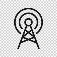 Antenna tower icon in flat style. Broadcasting vector illustration on white isolated background. Wifi business concept.