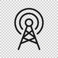 Antenna tower icon in flat style. Broadcasting vector illustration on white isolated background. Wifi business concept.