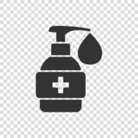 Hand sanitizer icon in flat style. Antiseptic bottle vector illustration on isolated background. Disinfect gel sign business concept.