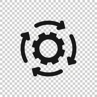 Workflow icon in flat style. Gear effective vector illustration on white isolated background. Process organization business concept.