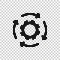 Workflow icon in flat style. Gear effective vector illustration on white isolated background. Process organization business concept.