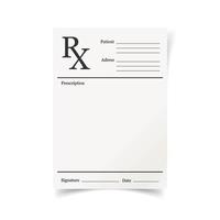 Realistic prescription icon in flat style. Rx document vector illustration on white isolated background. Paper business concept.