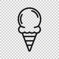 Ice cream icon in flat style. Sundae vector illustration on white isolated background. Sorbet dessert business concept.