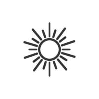 Sun icon in flat style. Sunlight sign vector illustration on white isolated background. Daylight business concept.