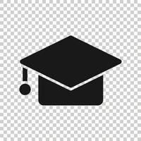 icono de sombrero de graduación en estilo plano. Ilustración de vector de gorra de estudiante sobre fondo blanco aislado. concepto de negocio universitario.