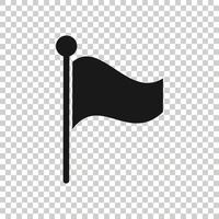 Flag icon in flat style. Pin vector illustration on white isolated background. Flagpole business concept.