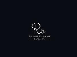 Typography Rv Signature Lo, Initial Rv Logo Letter Vector