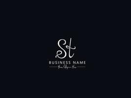 Minimal St Signature Logo, Unique st Letter Logo Template vector