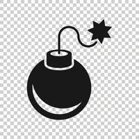 Bomb icon in flat style. Dynamite vector illustration on white isolated background. C4 tnt business concept.