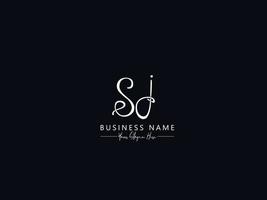 logotipo de firma sj mínimo, plantilla de logotipo de letra sj única vector