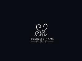 Minimal Sh Signature Logo, Unique sh Letter Logo Template vector