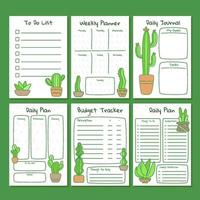 Handdrawn Cactus Journal Template Collection vector