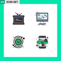 4 iconos creativos signos y símbolos modernos de tambor hacia atrás información del día de la independencia reloj elementos de diseño vectorial editables vector