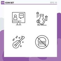 Set of 4 Modern UI Icons Symbols Signs for communication stock online bag instrument Editable Vector Design Elements