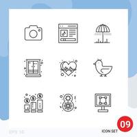 9 iconos creativos signos y símbolos modernos de muebles de usuario de interiores de casa elementos de diseño vectorial editables de primavera vector