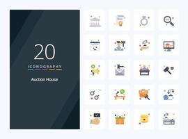 20 Auction Flat Color icon for presentation vector