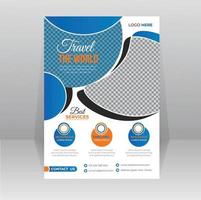 Travel flyer template with photo vector