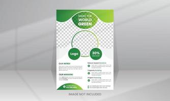 Nature Green World Flyer template with Photo vector