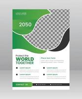 Save the World Nature Flyer template with Photo vector