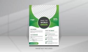 Nature Green World Flyer template with Photo vector