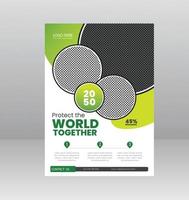 Save the World Nature Flyer template with Photo vector