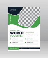 Save the World Nature Flyer template with Photo vector