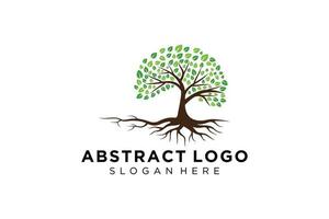 Green tree logo design natural and abstract leaf. vector