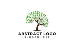 Green tree logo design natural and abstract leaf. vector