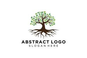 Green tree logo design natural and abstract leaf. vector