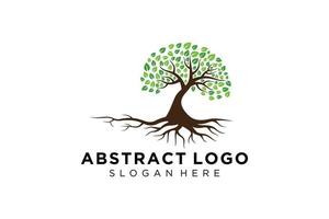 Green tree logo design natural and abstract leaf. vector