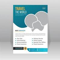 Travel flyer template with photo vector