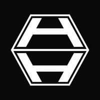 HH Logo monogram with hexagon shape up and down design template vector