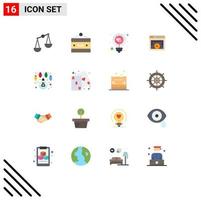 16 iconos creativos, signos y símbolos modernos de reproductor de video, bombilla de reproductor, paquete editable de elementos de diseño de vectores creativos