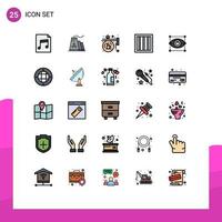 User Interface Pack of 25 Basic Filled line Flat Colors of designing creativity coffee prison criminal Editable Vector Design Elements