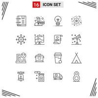 Pictogram Set of 16 Simple Outlines of ads salute news fireworks product Editable Vector Design Elements