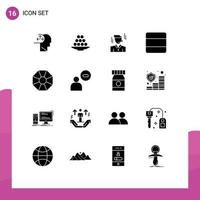 16 Universal Solid Glyphs Set for Web and Mobile Applications stack grid laddu man manager Editable Vector Design Elements