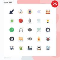 User Interface Pack of 25 Basic Flat Colors of love bed light left arrow Editable Vector Design Elements