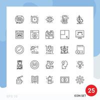 Set of 25 Vector Lines on Grid for idea note eye interface app Editable Vector Design Elements