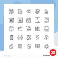 Set of 25 Vector Lines on Grid for idea note eye interface app Editable Vector Design Elements