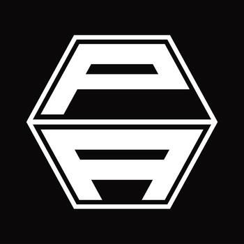 PA Logo monogram with hexagon shape up and down design template vector