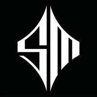 monograma de logotipo sm con plantilla de diseño de forma de diamante vector