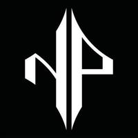 NP Logo monogram with diamond shape design template vector