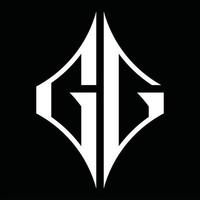monograma de logotipo gg con plantilla de diseño de forma de diamante vector