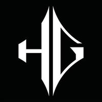 monograma de logotipo hg con plantilla de diseño de forma de diamante vector