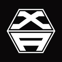 XA Logo monogram with hexagon shape up and down design template vector