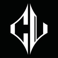CU Logo monogram with diamond shape design template vector