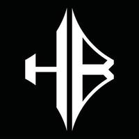 monograma de logotipo hb con plantilla de diseño de forma de diamante vector