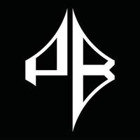 monograma de logotipo pb con plantilla de diseño de forma de diamante vector