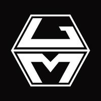 Monograma del logotipo de lm con plantilla de diseño de forma hexagonal hacia arriba y hacia abajo vector