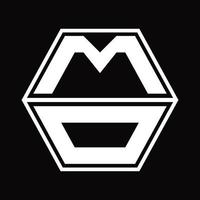 MO Logo monogram with hexagon shape up and down design template vector